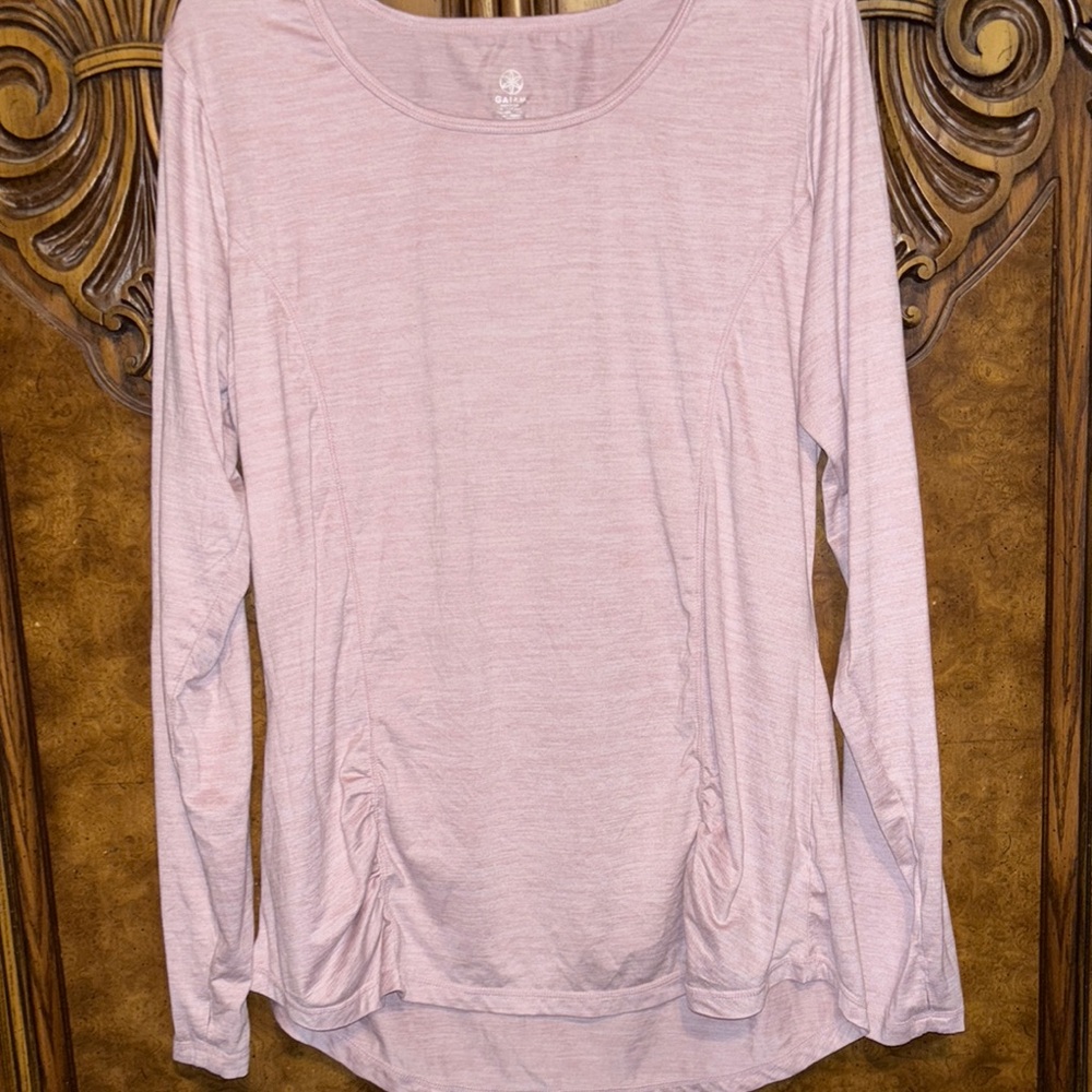 GAIAM Pink Ruched Long Sleeve Blouse - Picture 1 of 6